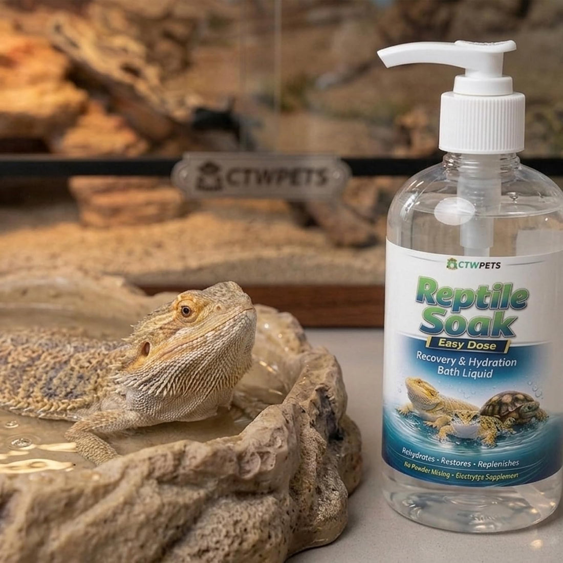 CTWPets Reptile Electrolyte Soak, Bearded Dragon Bath with Vitamins