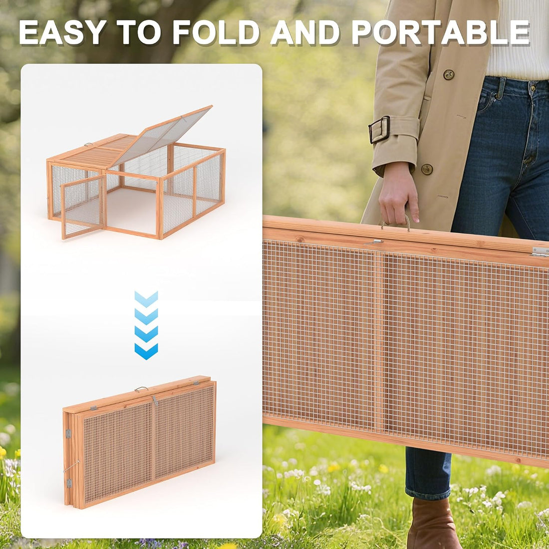 Portable Chicken Coop Run, Folding Rabbit Hutch