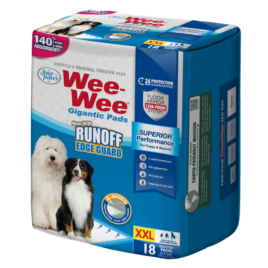 Four Paws Wee-Wee Superior Performance Pee Pads for Dogs with Runoff