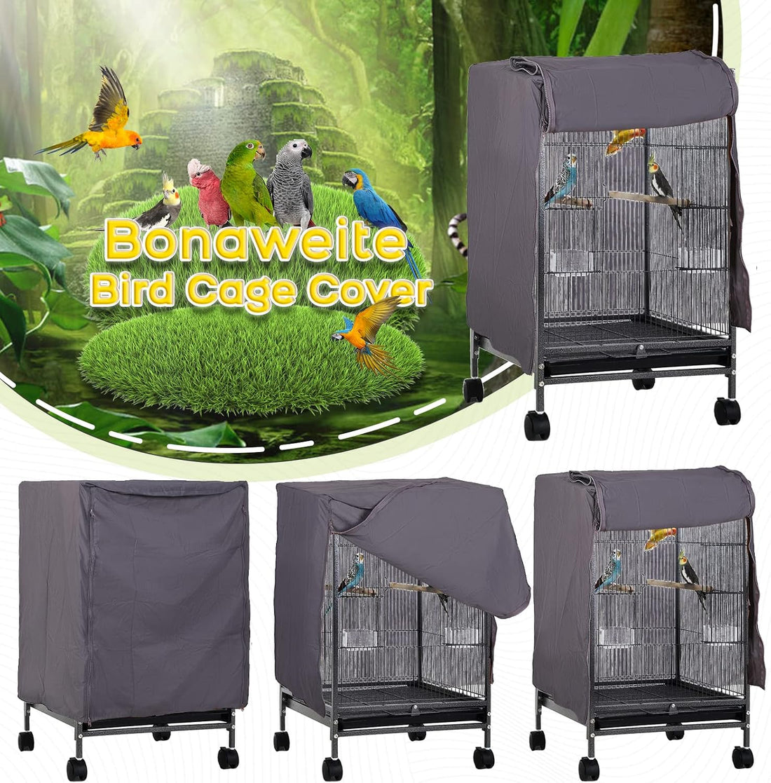 QBLEEV Bird Cage Covers, Breathable Blackout Birdcage Covers for Night