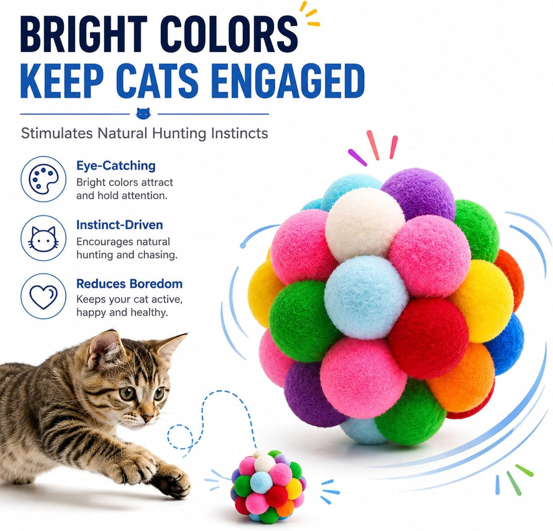 Cat Toys 4PCS Soft Plush Balls 2.36" for Kittens & Indoor Cats