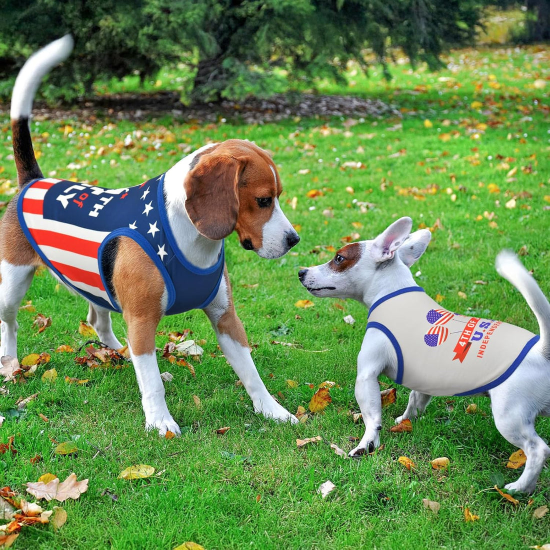 LyssKMK 4-Pack Patriotic Dog Tank Tops 4th of July Sleeveless Shirts