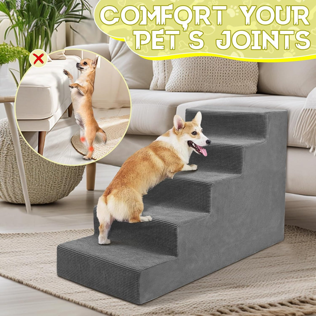 Niubya Dog Stairs for Small Dog and Cats,23”H Non-Slip Bottom Pet
