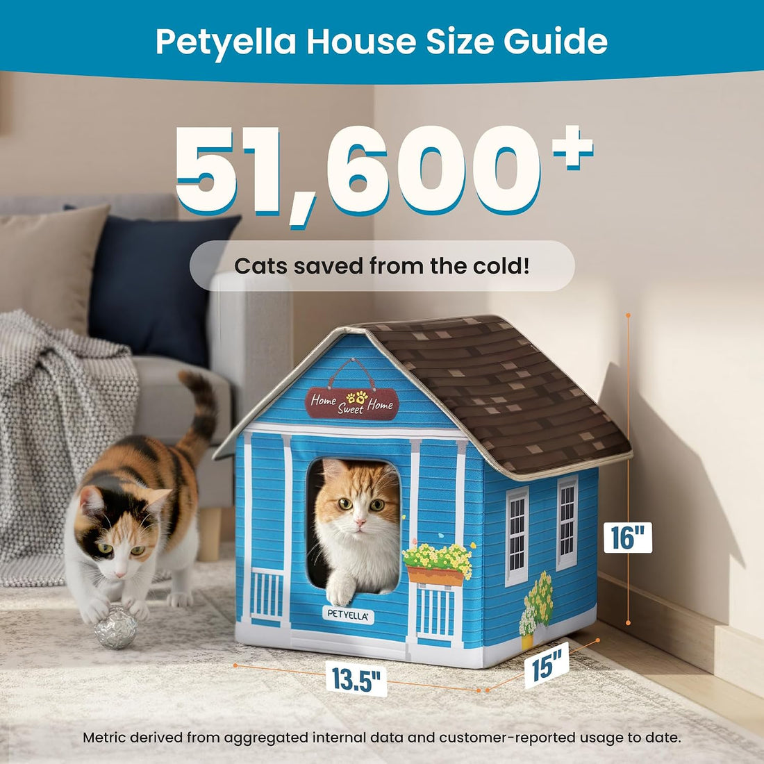 Deluxe Heated Cat House for Winter - Weatherproof, Insulated