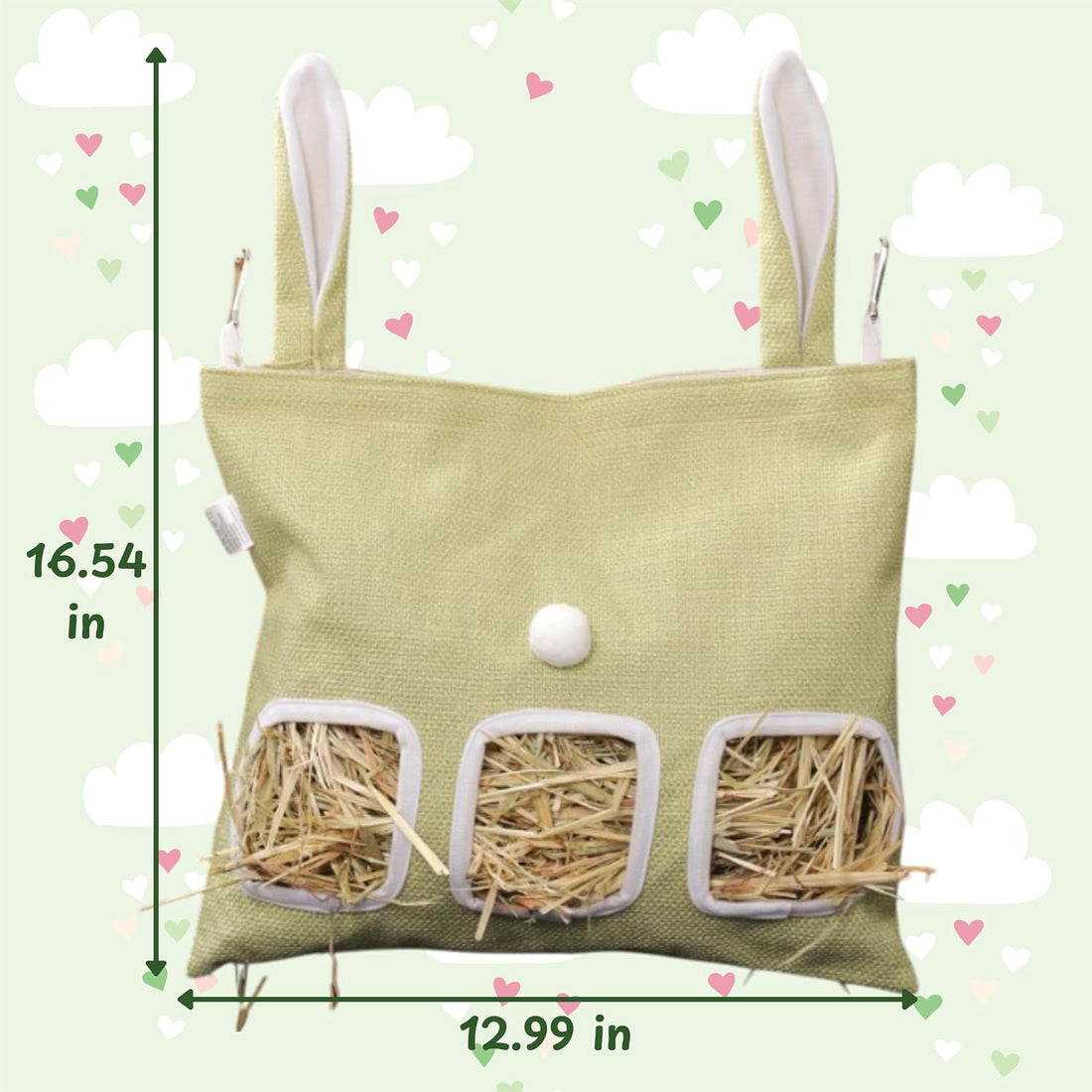 Cute Hanging Rabbit Hay Feeder Bag, Guinea Pig Hay Bag