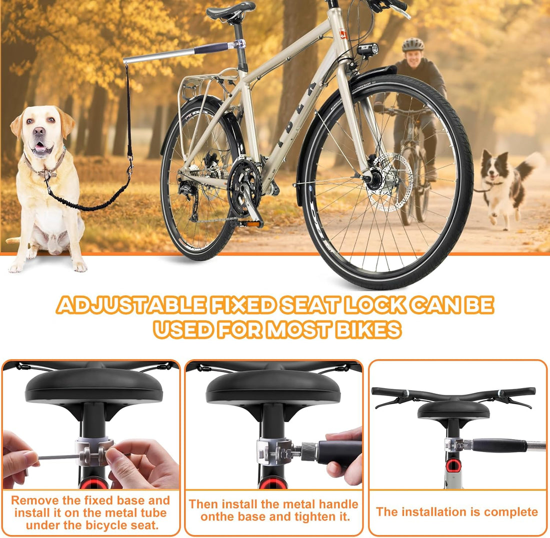 Hands Free Dog Bike Leash for Large Dogs, Heavy Duty Buffer Rope