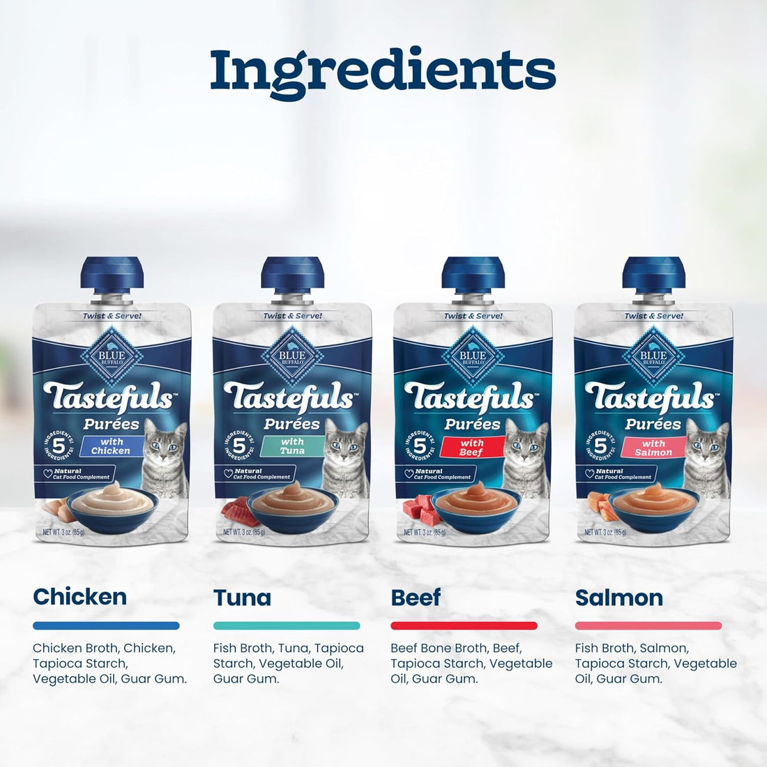 Blue Buffalo Tastefuls Purées Variety Pack Wet Cat Food Complement