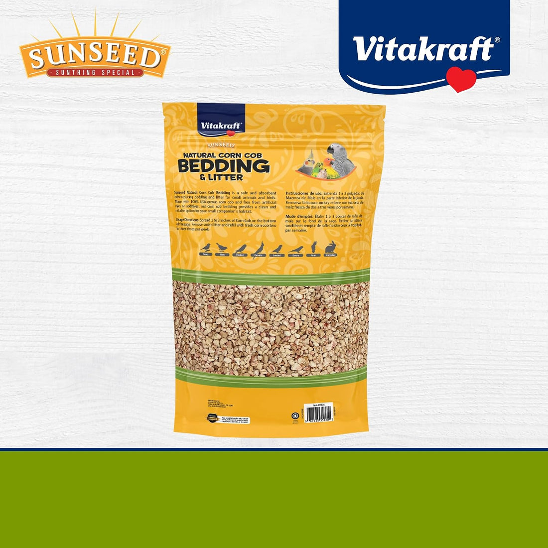 VitaKraft Sunseed Natural Corn Cob Bedding and Litter for Bird 350 cu