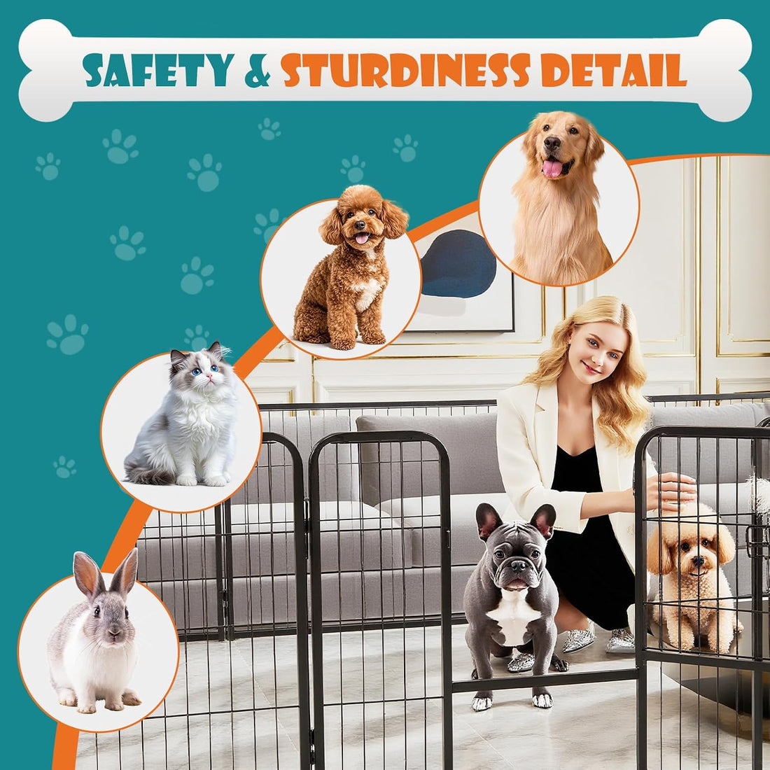NEWBULIG Dog Playpen Indoor 8 Panels 24 Inch