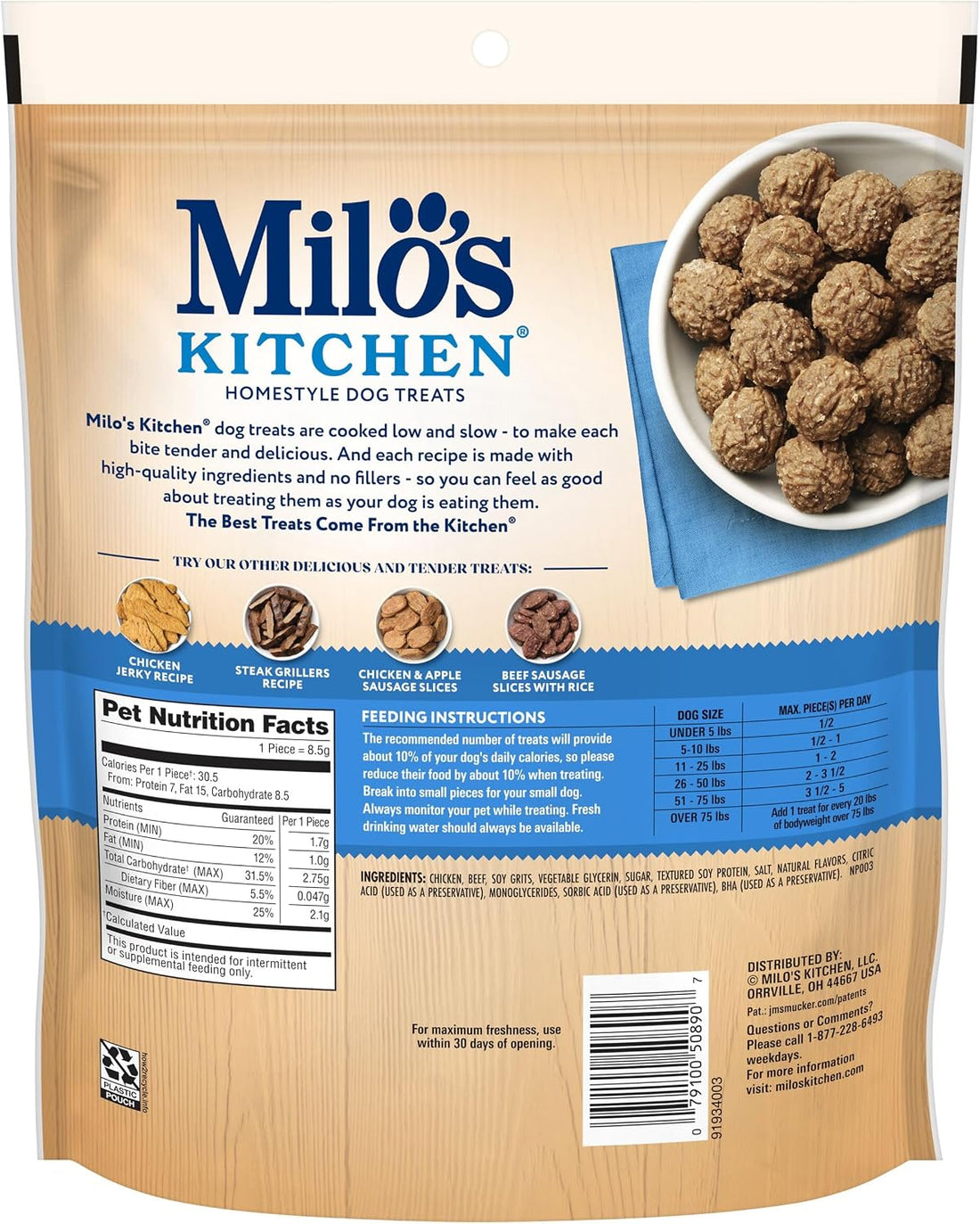 Milo's Kitchen Chicken Meatballs Dog Treats, 18-Ounce