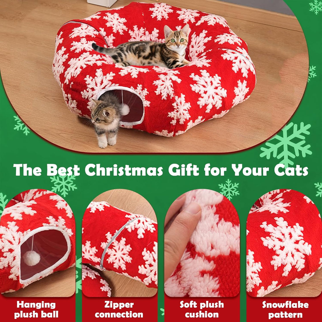 Cat Tunnel Christmas Tree Skirt,Christmas Tree Cat Tunnel for Indoor