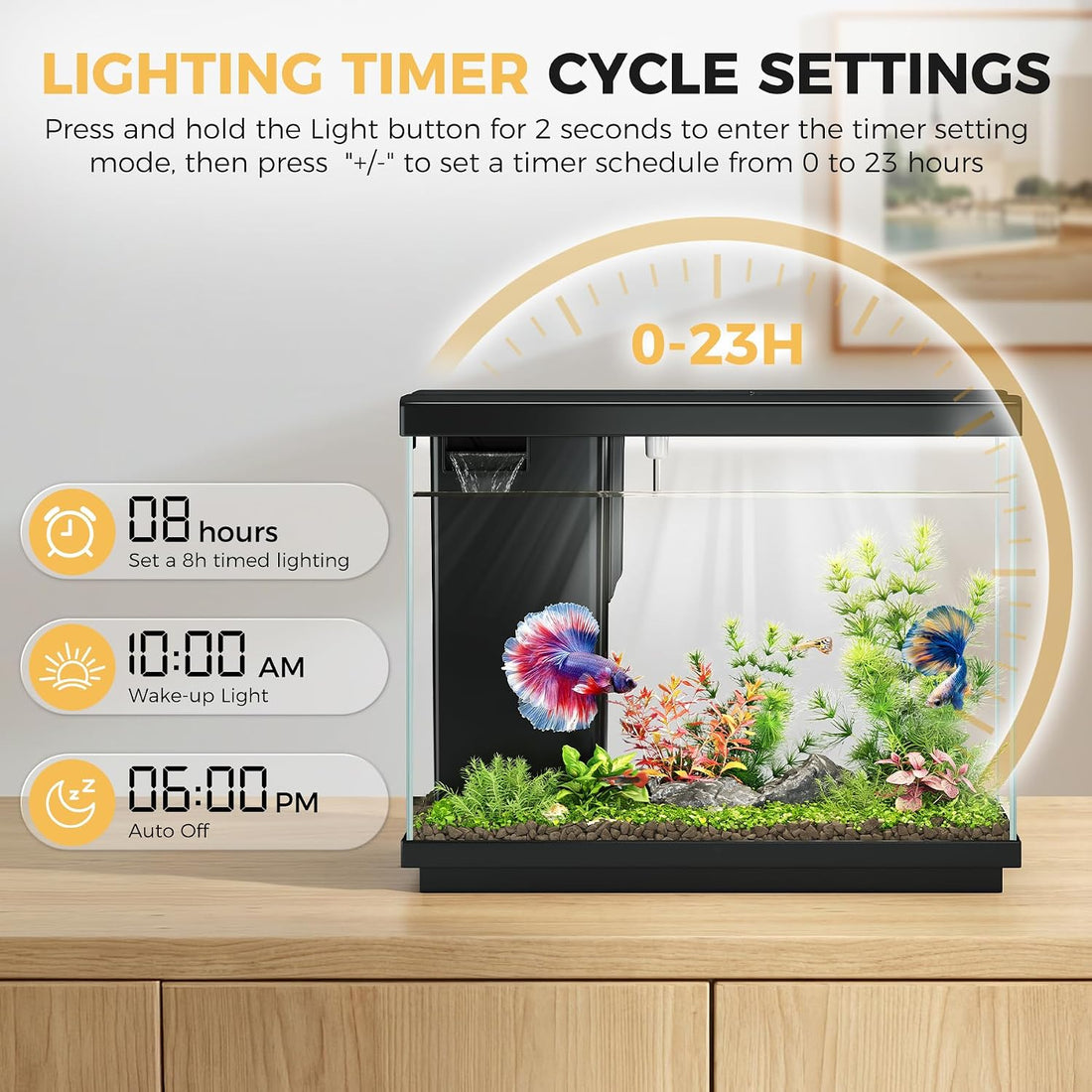 2.2 Gallon Small Fish Tank, Betta Fish Aquariums