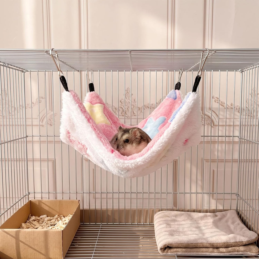 2Pcs Guinea Pig Hammock, Hanging Corner Pet Rat Hammock with Hooks