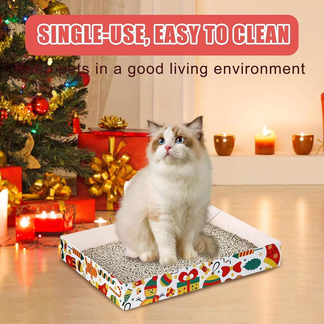 30 Pack Disposable Cat Litter Box, Foldable Paper Travel Litter Box