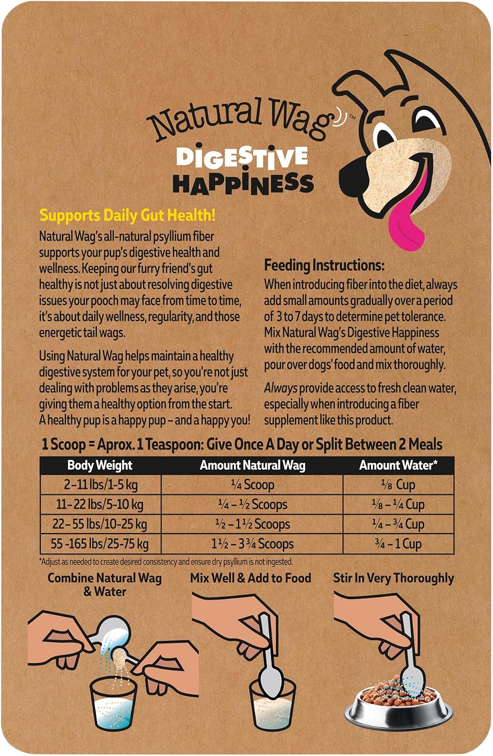 Natural Wag Digestive Happiness 100% All-Natural Psyllium Husk Powder