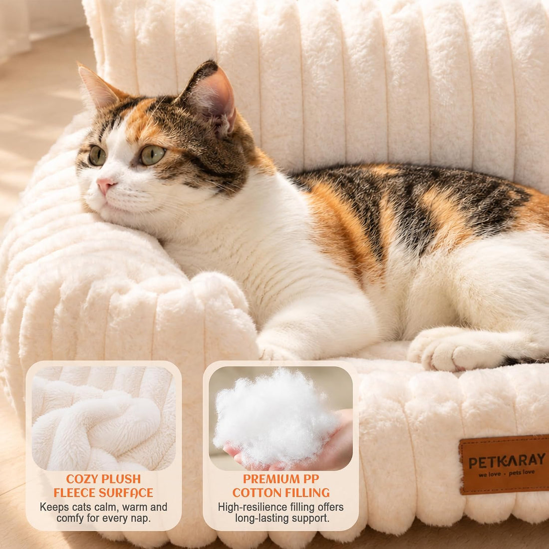 PETKARAY Cat Couch Bed, 24'' Soft Sofa for Indoor Cats