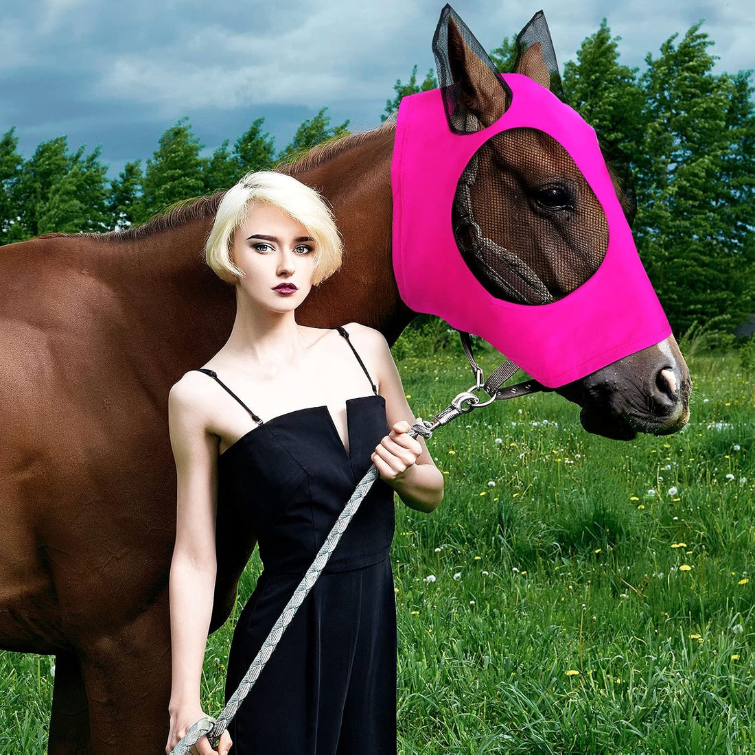 Frienda 4 Pcs Horse Fly Mask with Ear