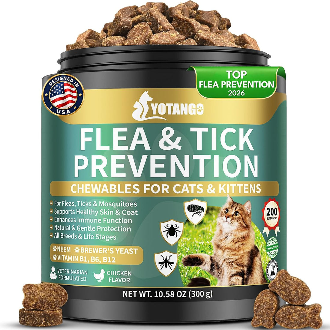 YOTANGO Flea Treatment for Cats Chewable