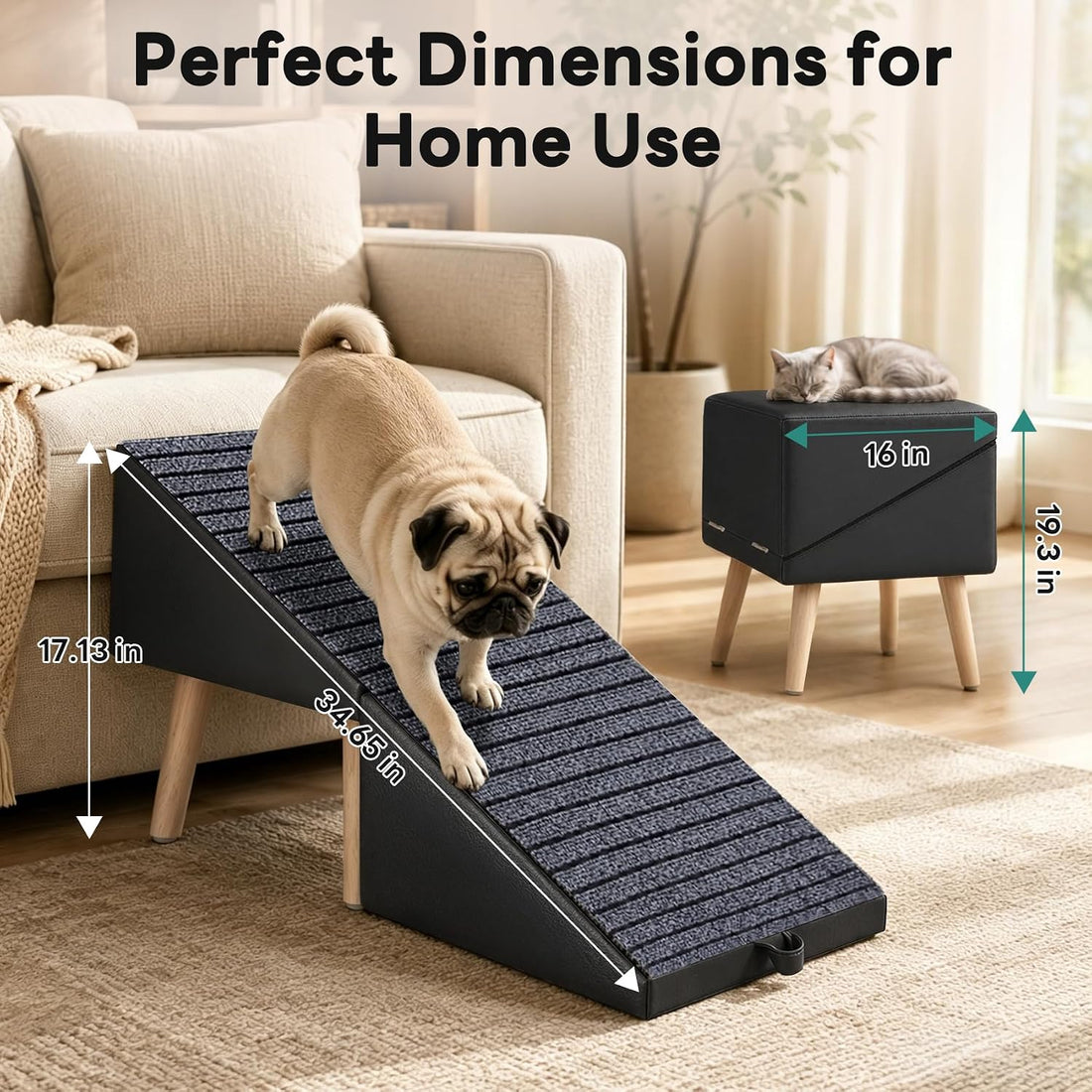 2-in-1 Foldable Dog Ramp Ottoman for Couch