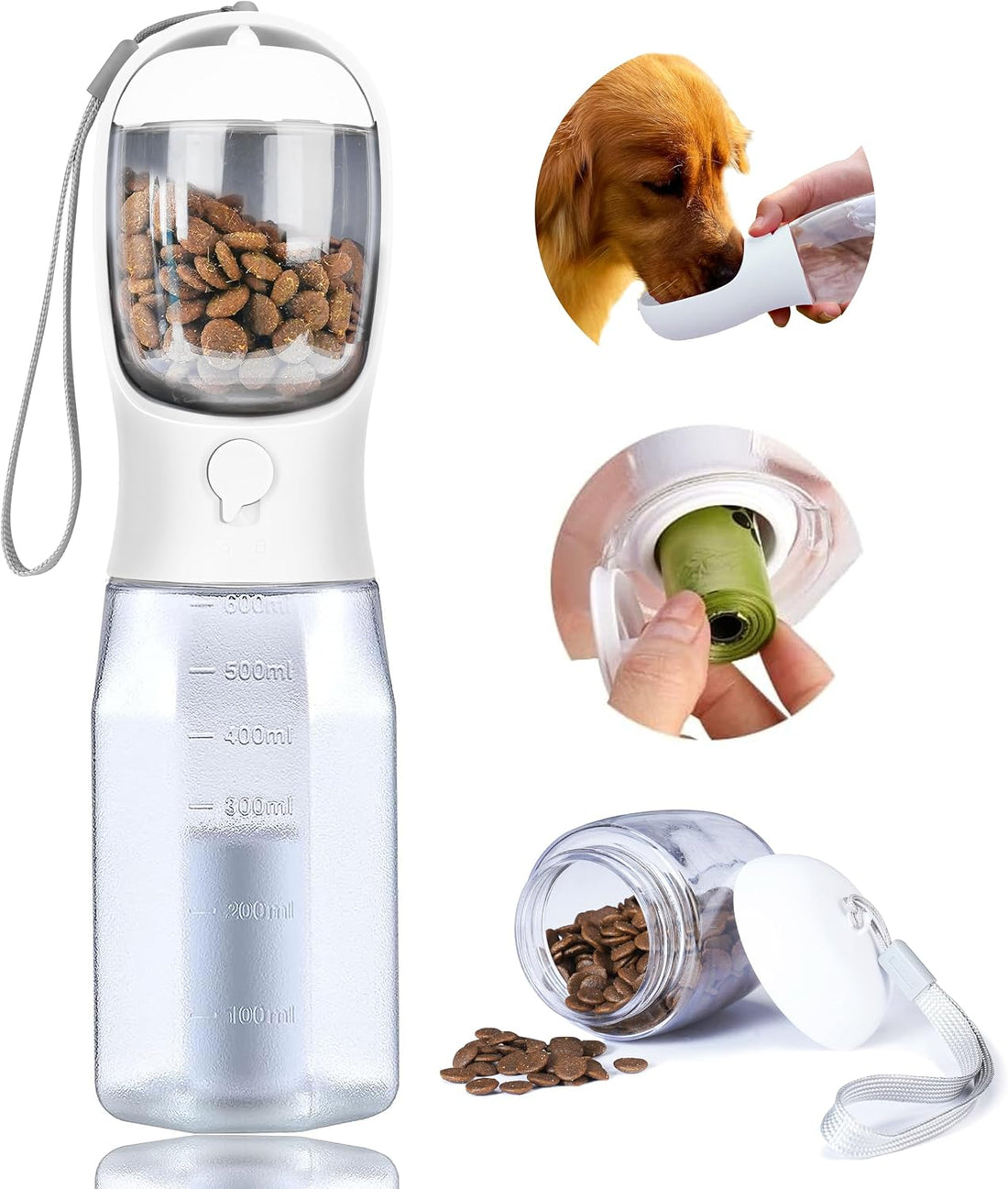 Dog Water Bottle with Food Container