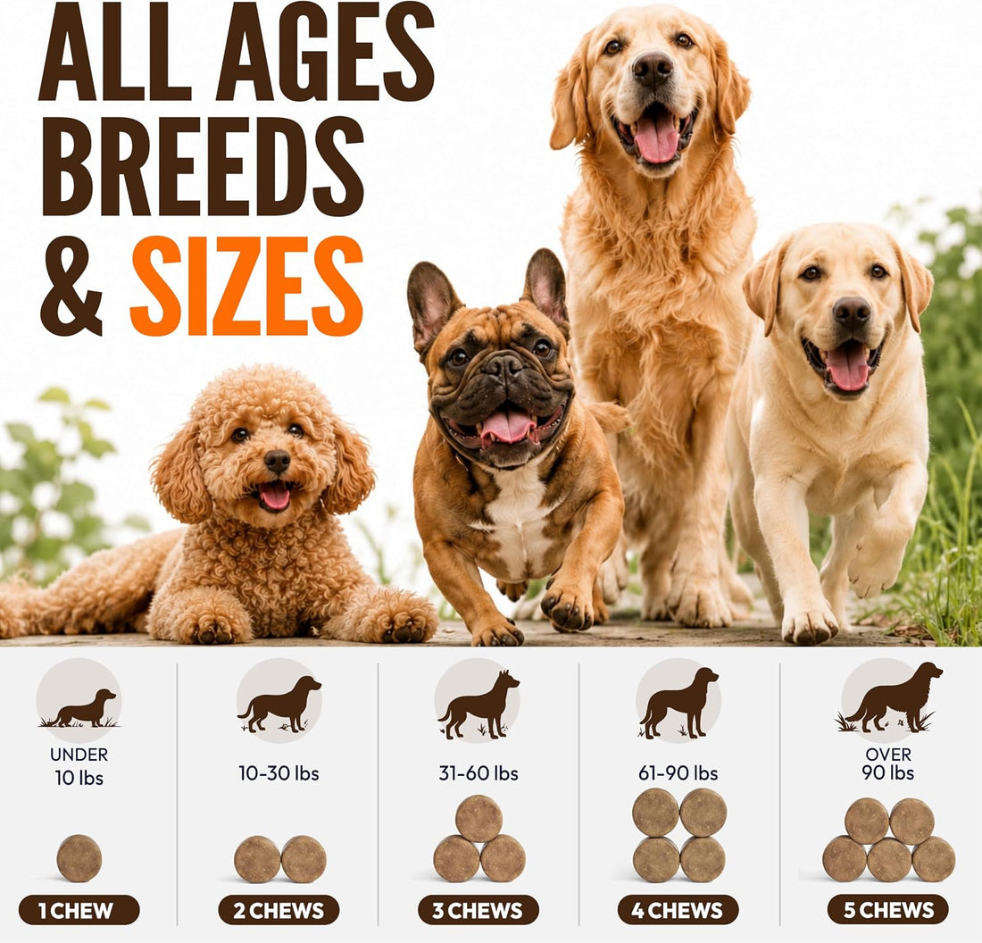 Turkey Tail Mushroom for Dogs - 250 Chews - Lion’s Mane - Shiitake