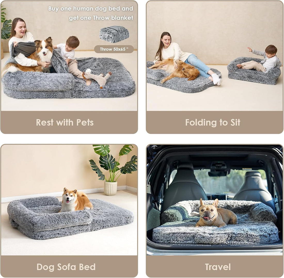 EHEYCIGA Orthopedic Foldable Human Dog Bed - 72x44x11