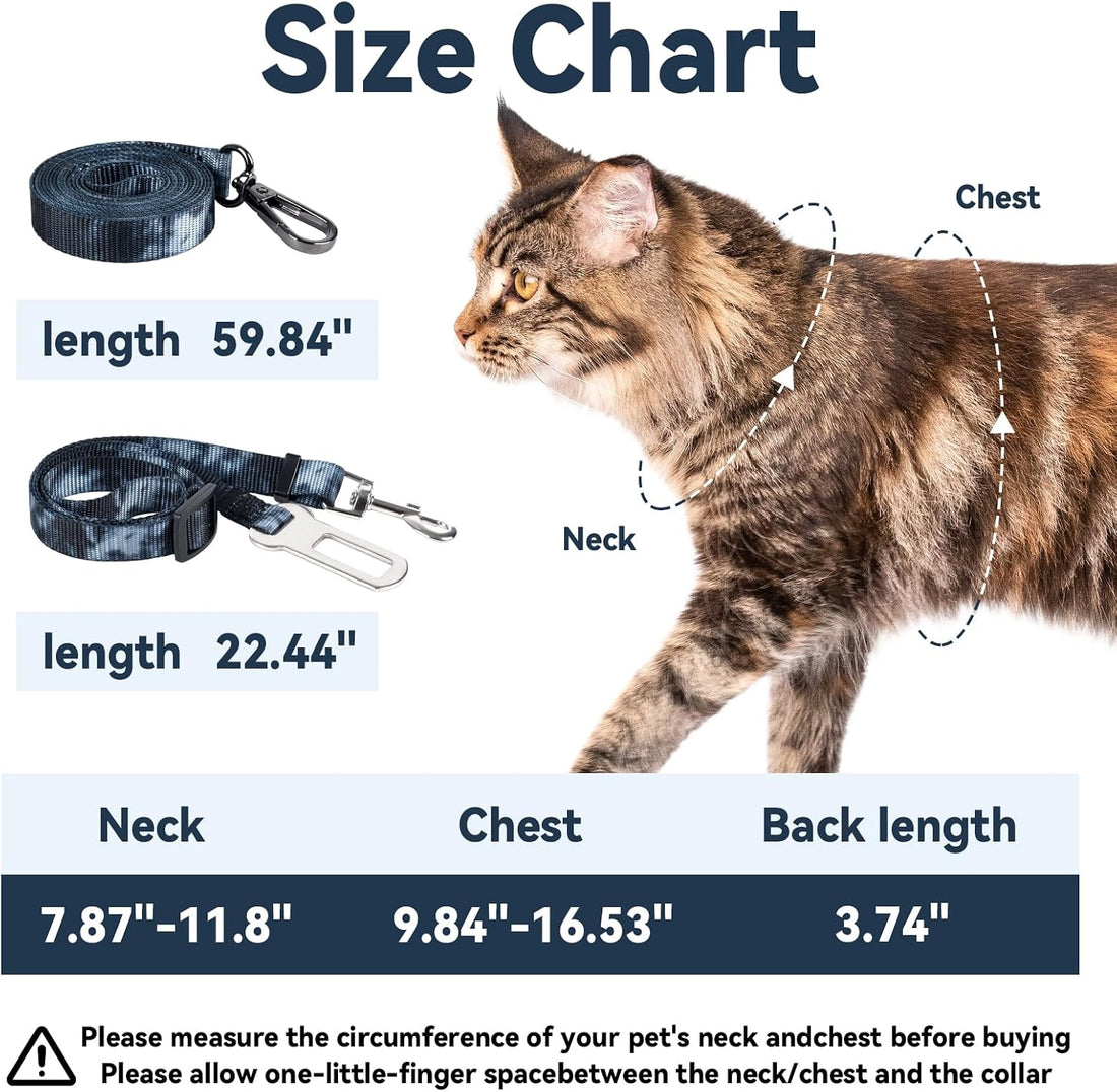 Cat Harness and Leash Set, 3-in-1 Escape Proof Adjustable