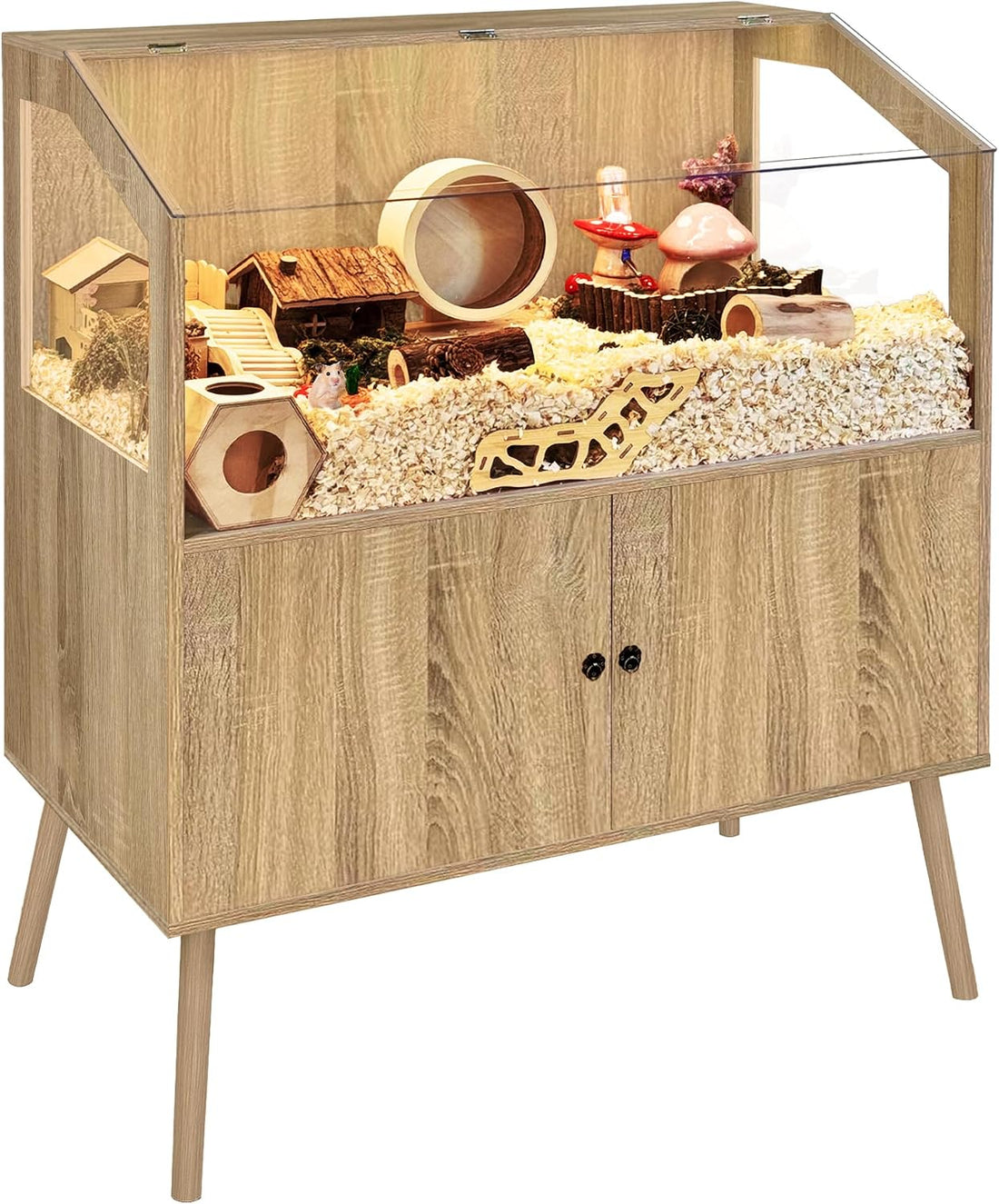 PROLEE Hamster Cage with Storage Cabinet,Large Hamster Encloure Chew