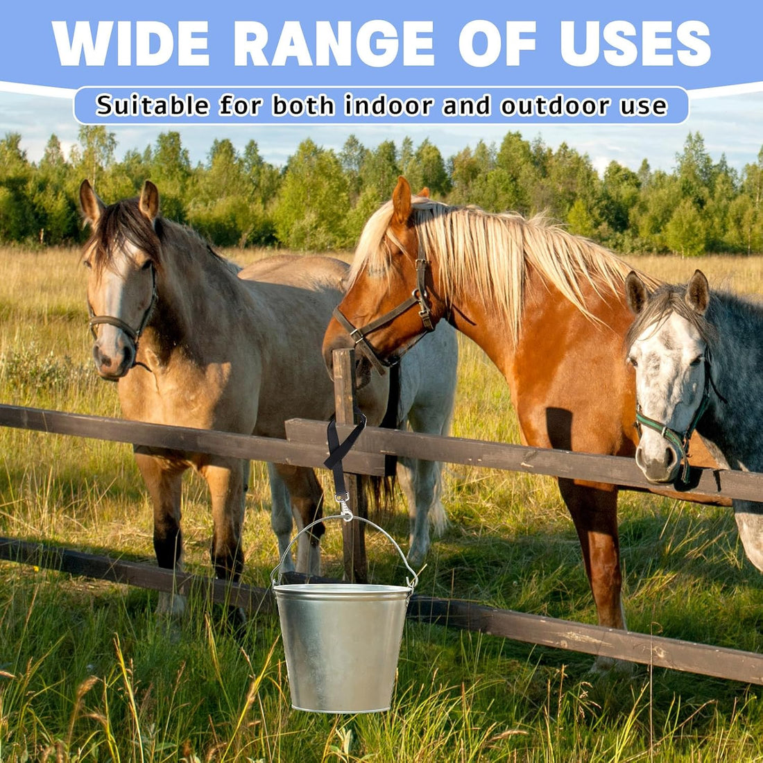 10 Pcs Horse Bucket Strap Hangers, Adjustable 20 to 31 in