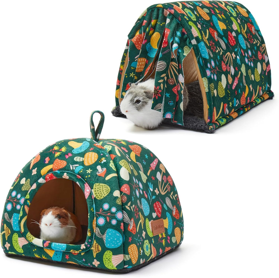 Guinea Pig Hideout Soft Large Bed Tunnel with Door Curtain 2 Pack