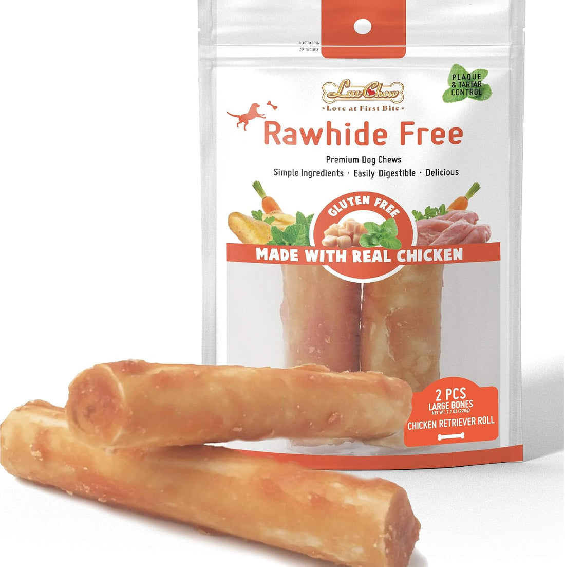 LuvChew Gluten Free Rawhide Free Dog Chew Chicken Rolls Mini 2.5"