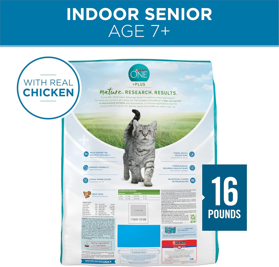 Purina ONE Indoor Advantage Senior Dry Cat Food, High Protein