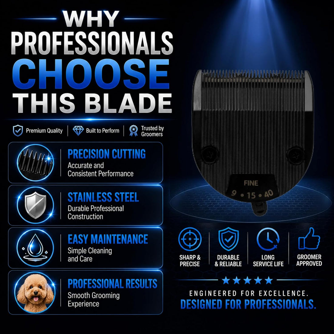 Kenchii Professional Dog Clipper Blade Flash 5 Pet Hair Clipper