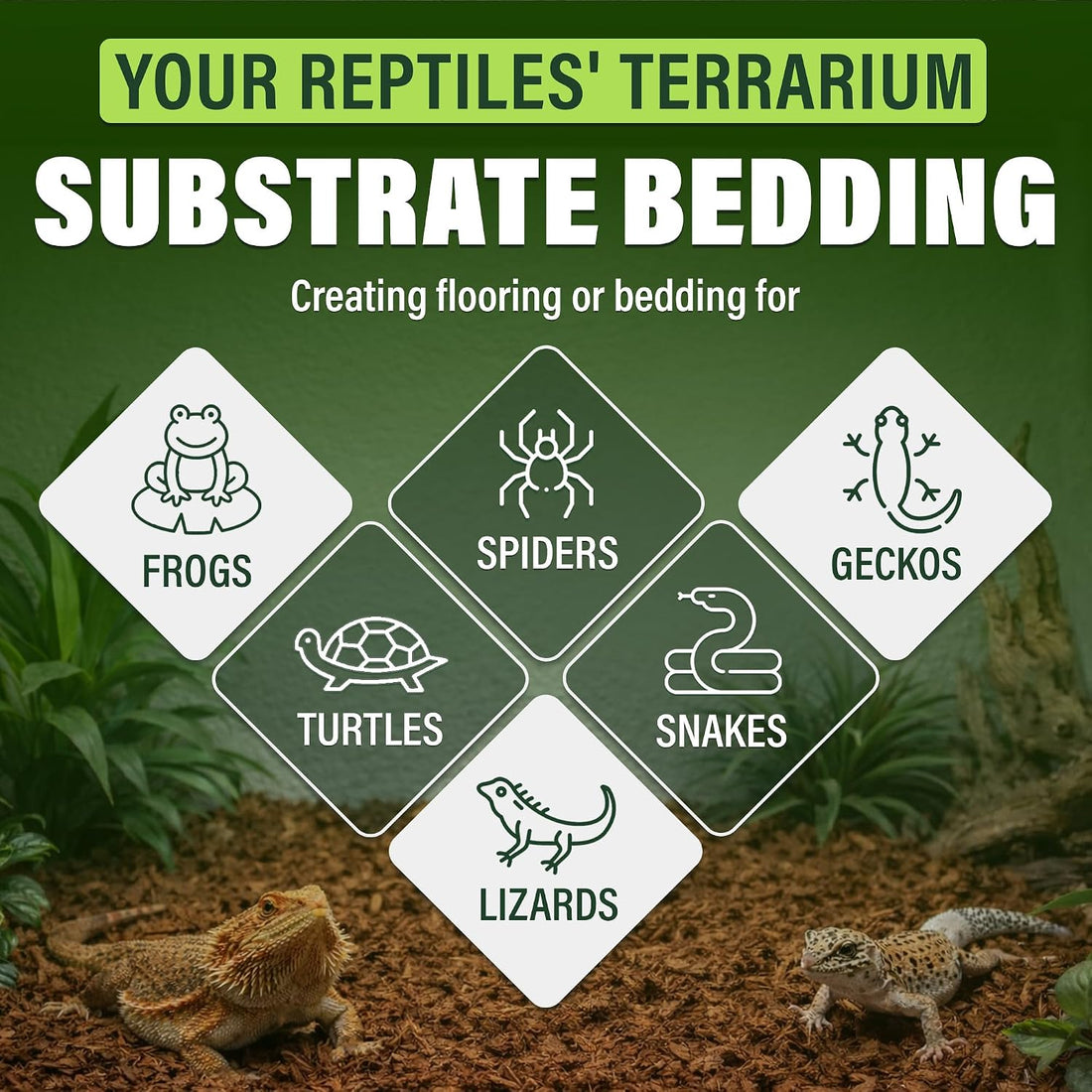 Coconut Chips Substrate, 10 lb Reptile Bedding Expands to 72 qt