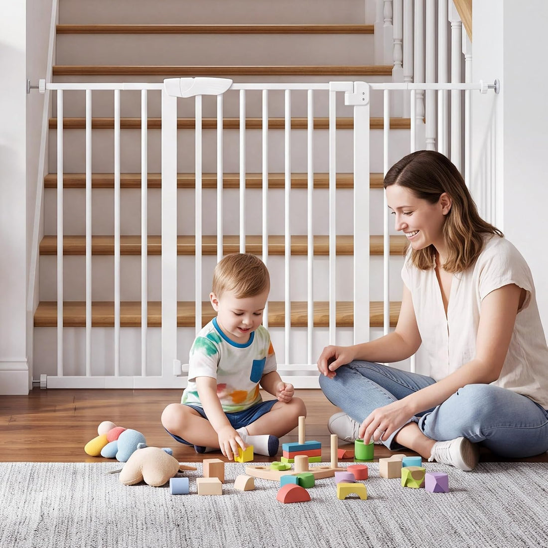 DUMOS 30-40.5" Baby Gate for Stairs & Doorways, Auto Close