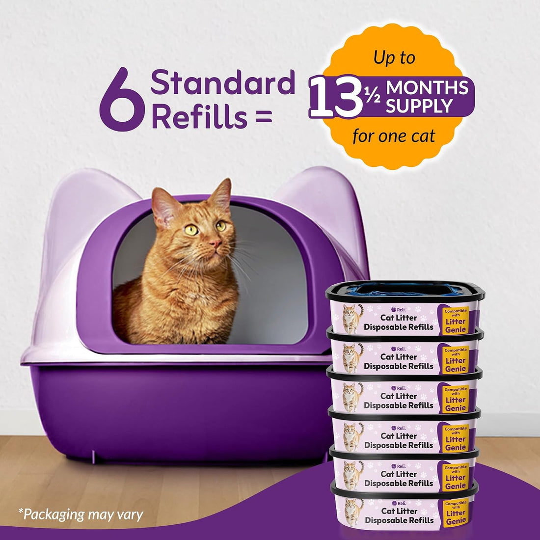 Reli. Cat Litter Refill Bags (6 Pack) | Compatible with Litter Genie