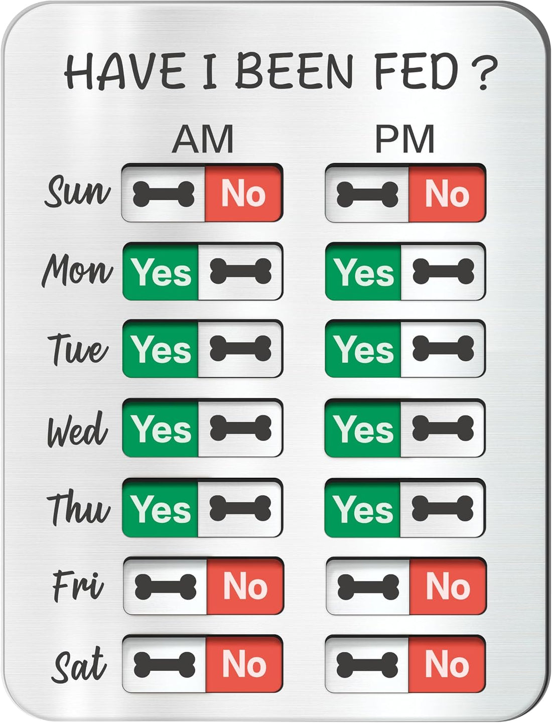Dog Feeding Reminder, Dog Fed Sign Tracker -Daily Am/Pm Chart Slider