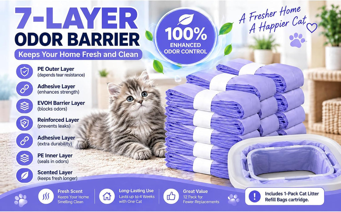 12 Pack Cat Litter Refills, Compatible with Genie Bag Refills