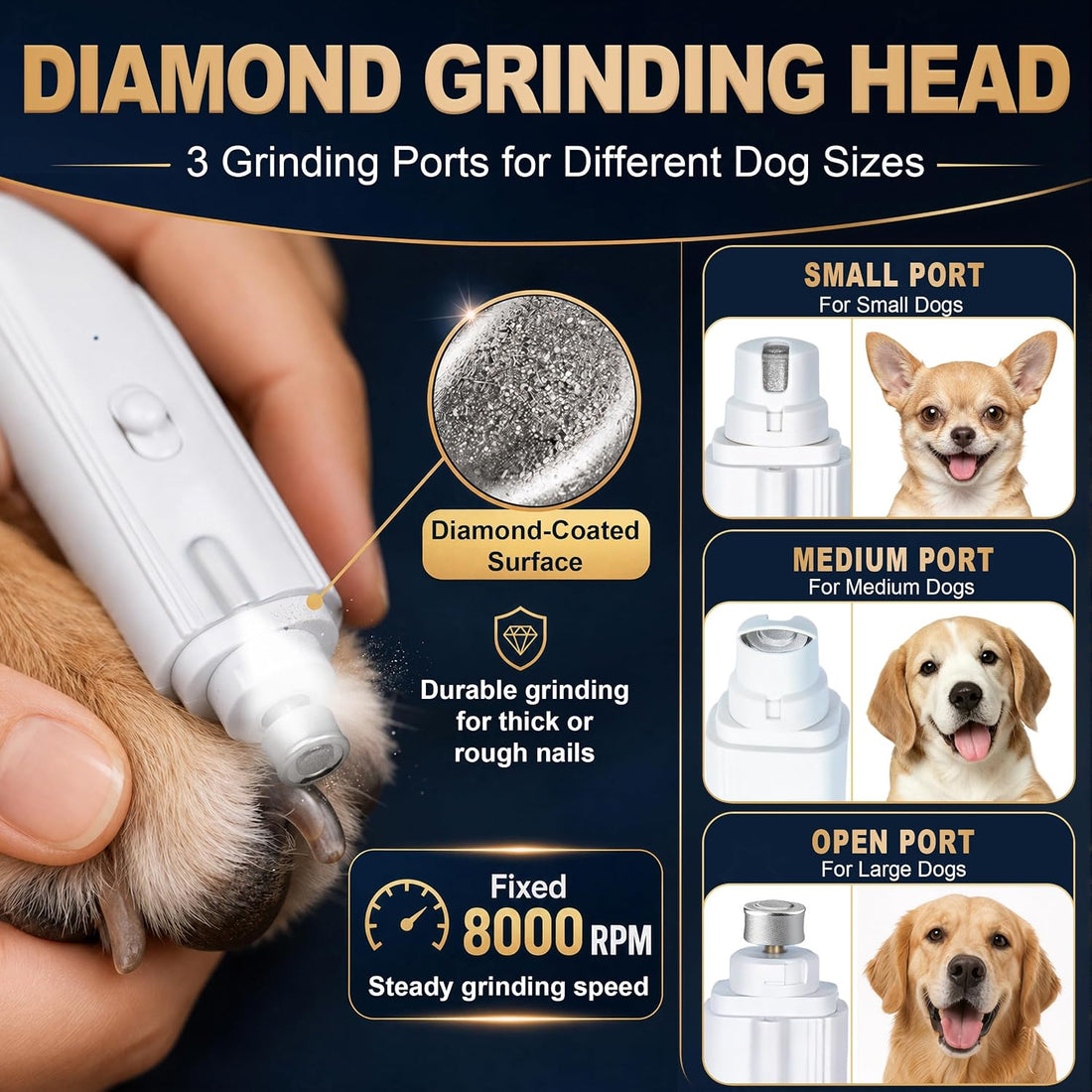 Dog Nail Clippers & Grinder with LED