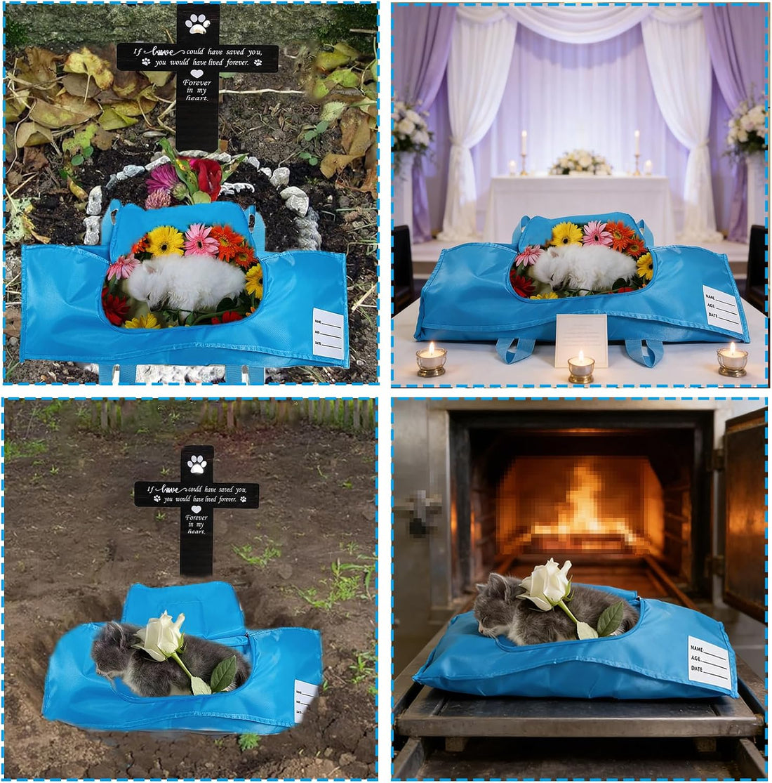 JWIZYOTR Eco-Friendly Pet Casket Body Bag, Pet Burial Box with Dignity