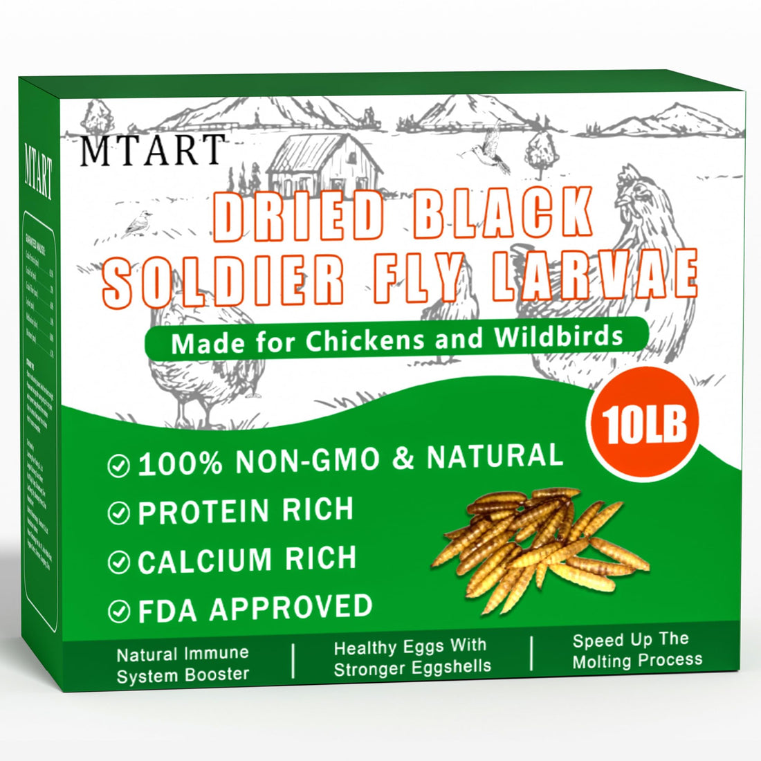 MTART 10LB Dried Black Soldier Fly Larvae Treat for Chicken