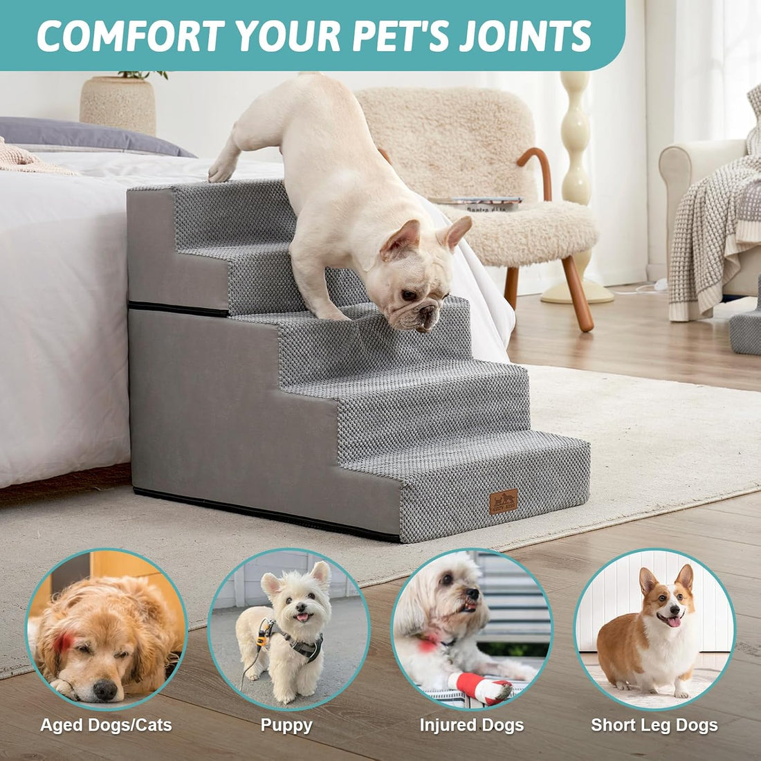 COZY KISS Dog Stairs for Small Dogs