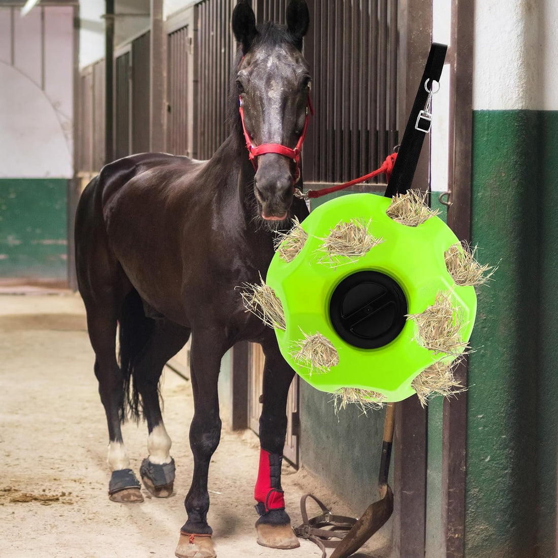 Seenelling 15.75" Extra Large Slow Feed Hay Ball for Horses,Green