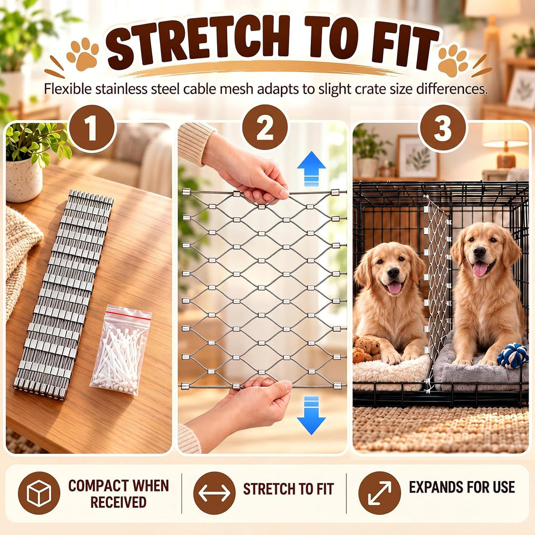Dog Crate Divider for 42 Inch Crate, Stainless Steel Mesh
