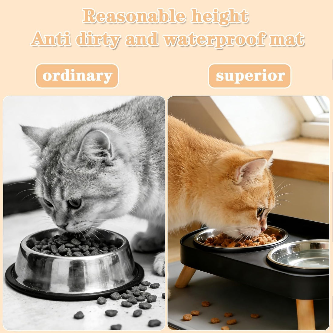 Elevated Cat Bowls, Raised Cats Food and Water Bowl Set for Indoor