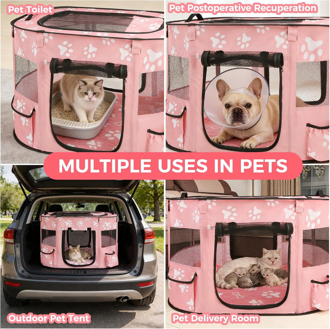 Homimp Portable Pet Playpen for Indoor Cats & Puppies