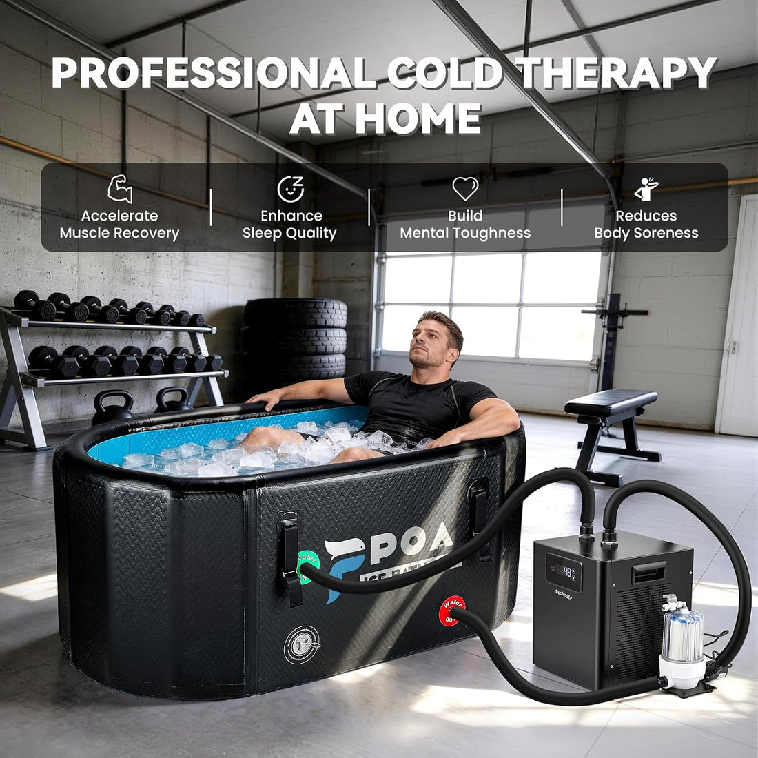 Poafamx Ice Bath Chiller 1/3 HP with External Filter & Water Pump
