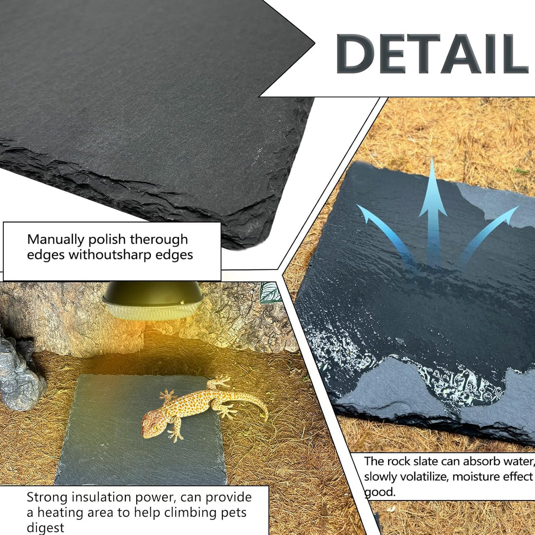 Reptile Basking Platform, 6 x 6 Inches Slate Rock