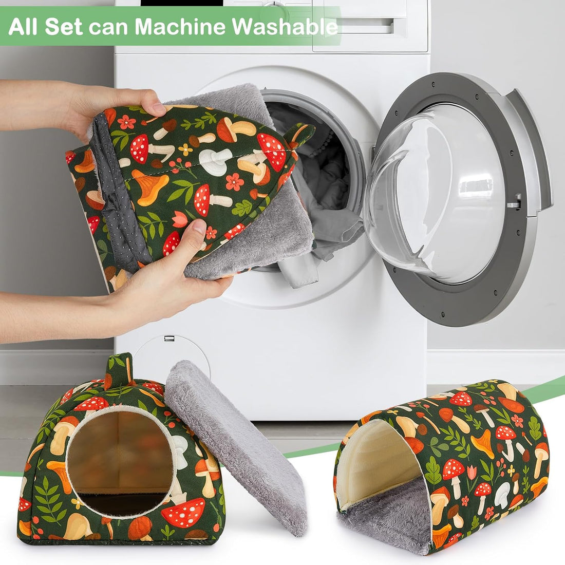 Bienbee Guinea Pig Hideout, 2 Piece Washable Set for Small Animals