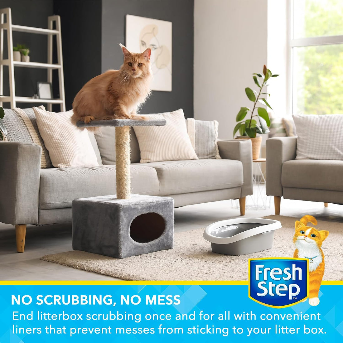 Fresh Step Drawstring Cat Litter Liners, Unscented, 2.5 ft x 17 in
